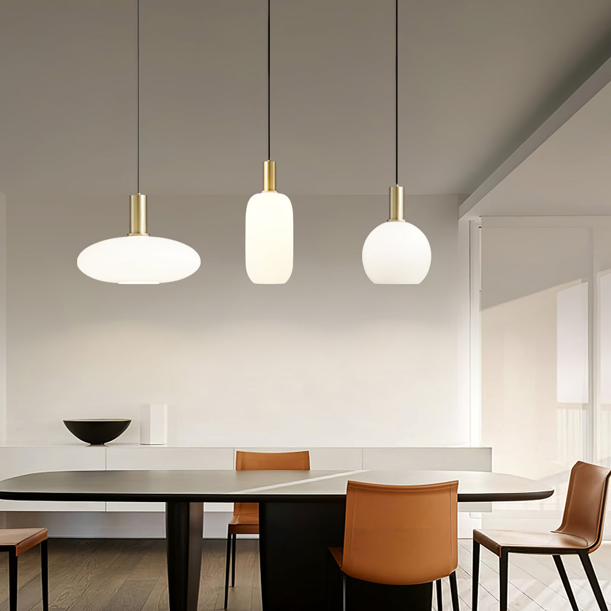 Glass Pendant Light, Modern Pendant Lamp with Brass Body