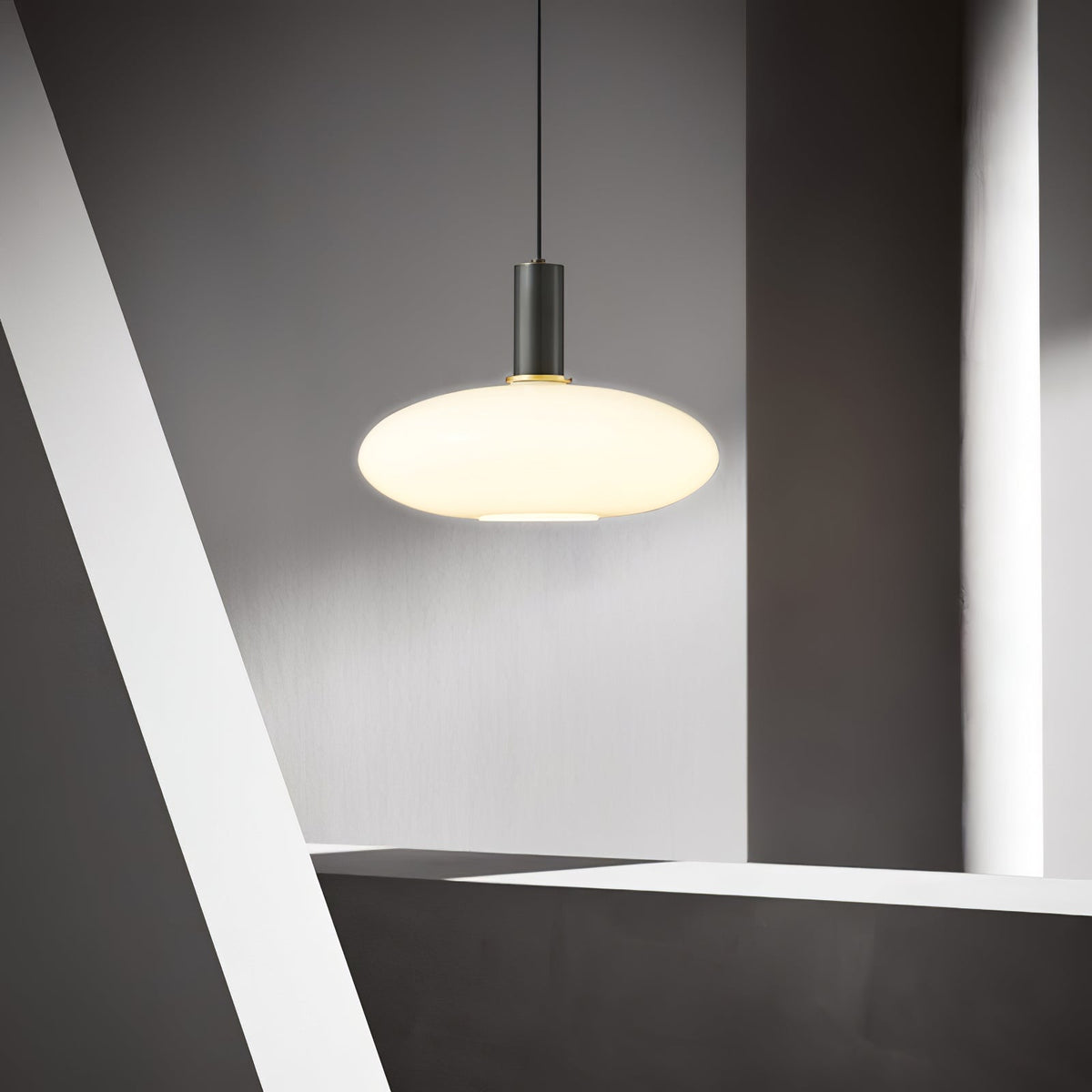 Glass Pendant Light, Modern Pendant Lamp with Brass Body – image 4