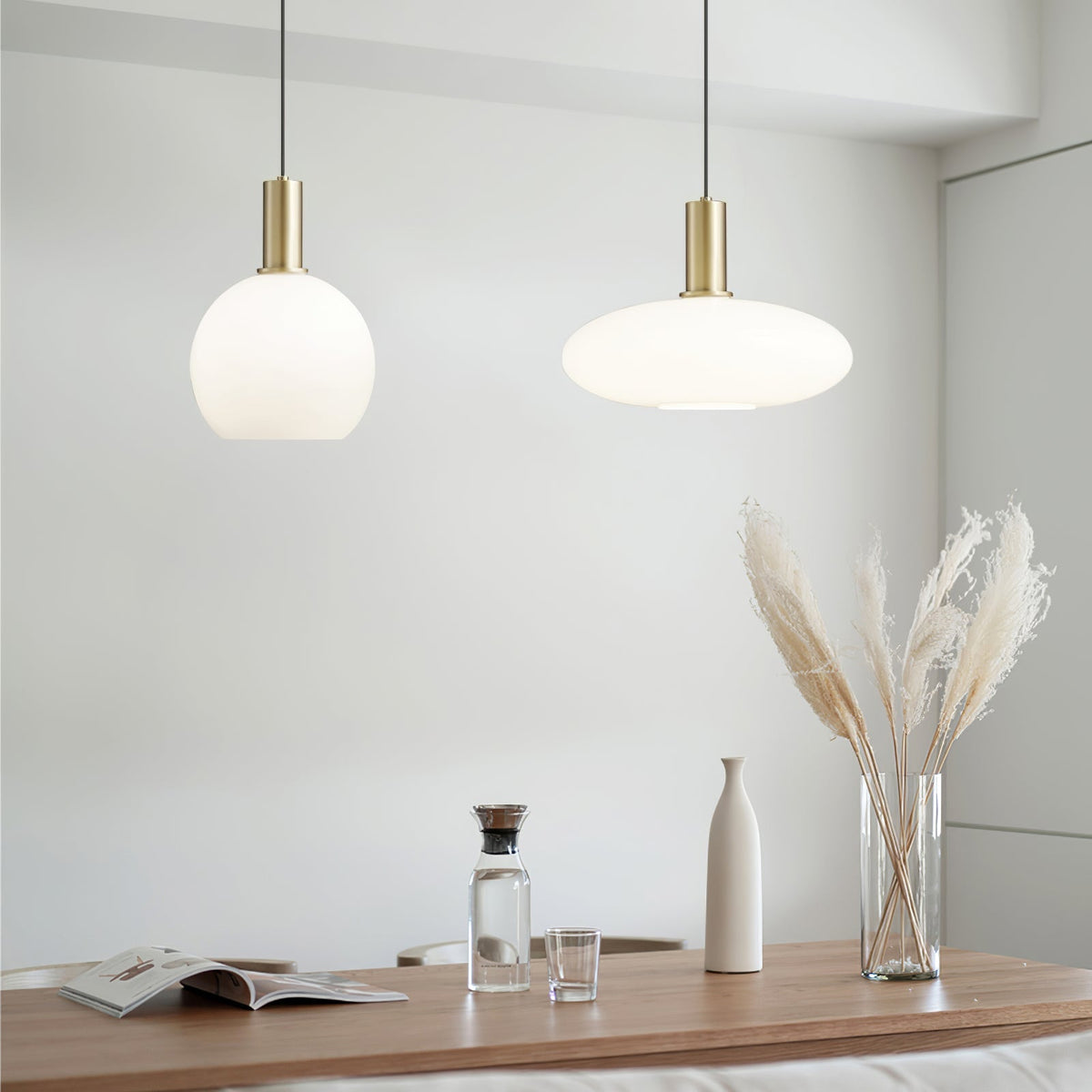 Glass Pendant Light, Modern Pendant Lamp with Brass Body – image 7