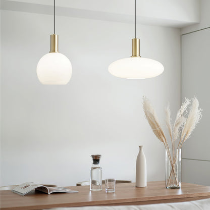 Glass Pendant Light, Modern Pendant Lamp with Brass Body – image 7