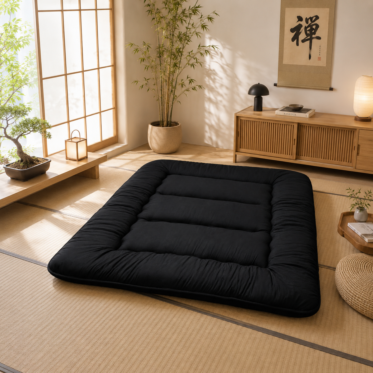 Japanese Floor Mattress, Tatami Mattress 4 Inch Thick, Folding Futon Mattress, Portable Floor Bed for Adults and Kids