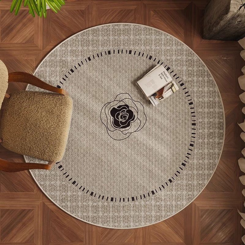 Round Beige Japandi Rug 24