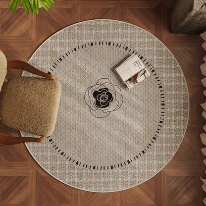 Round Beige Japandi Rug 24