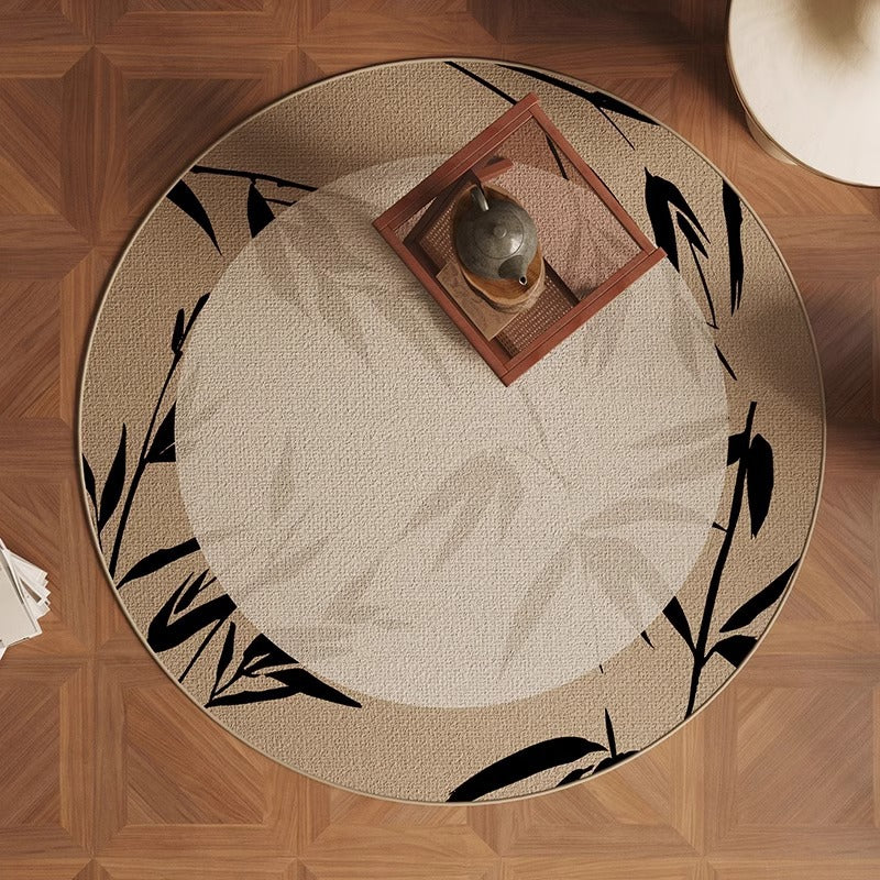 Round Beige Japandi Rug 35