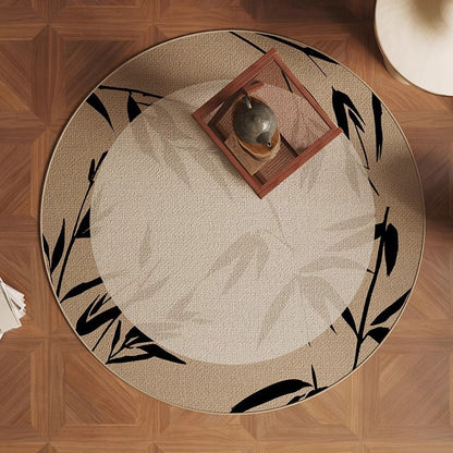 Round Beige Japandi Rug 35
