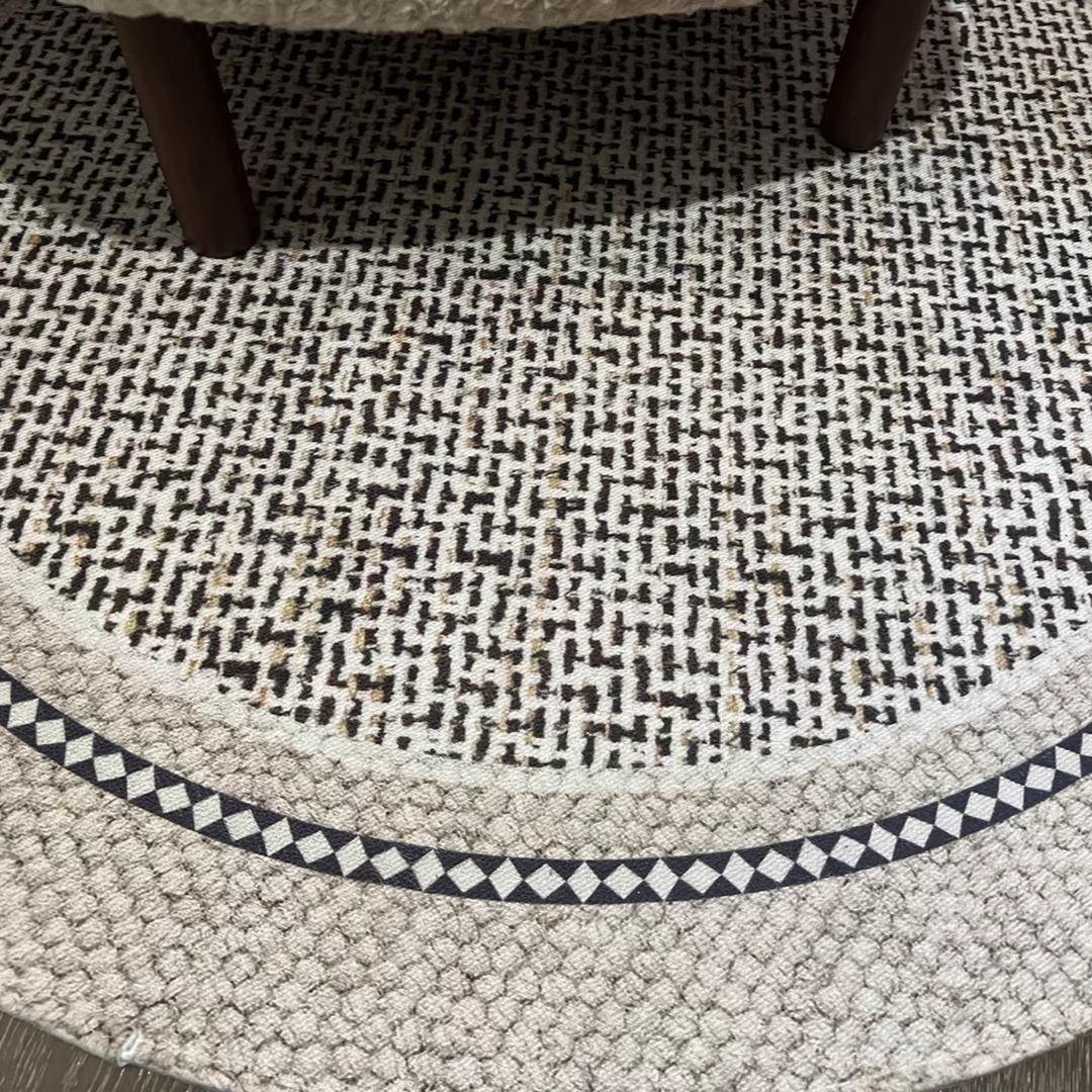 Round Beige Japandi Rug 17