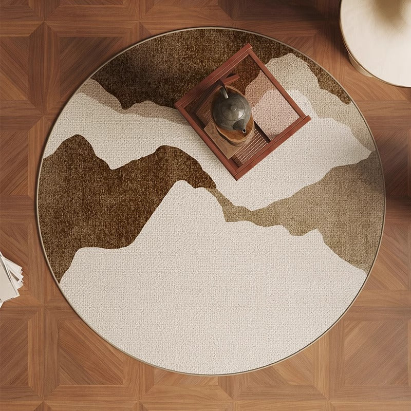 Round Beige Japandi Rug 33
