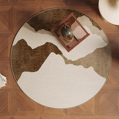 Round Beige Japandi Rug 33