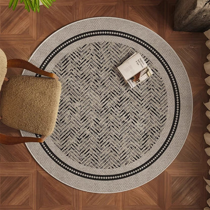 Round Beige Japandi Rug 26
