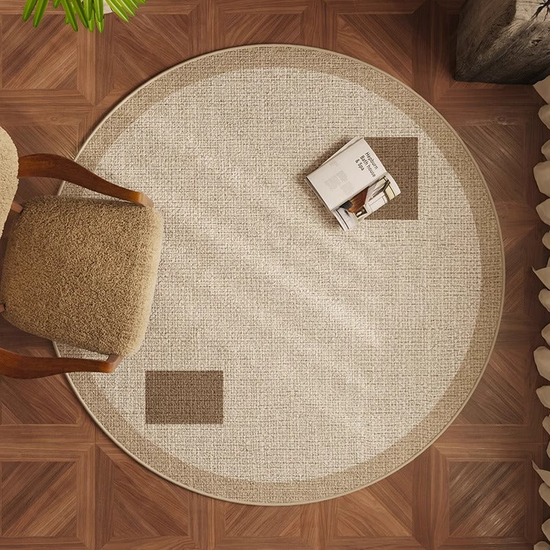 Round Beige Japandi Rug 38