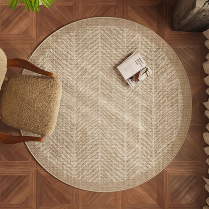 Round Beige Japandi Rug 37