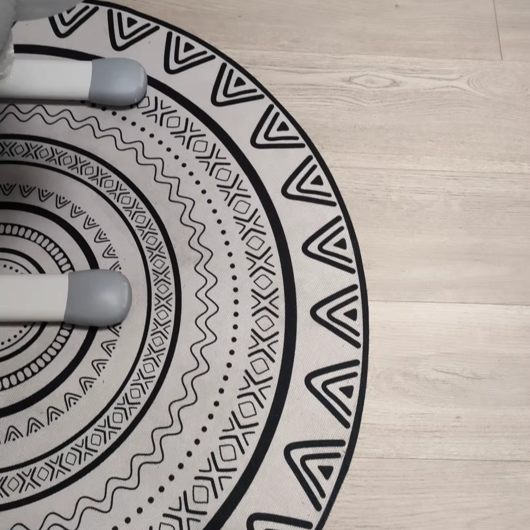Round Beige Japandi Rug 15