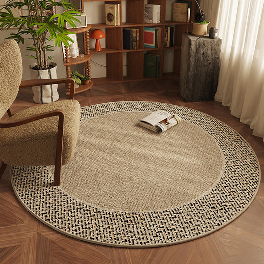 Round Beige Japandi Rug 1
