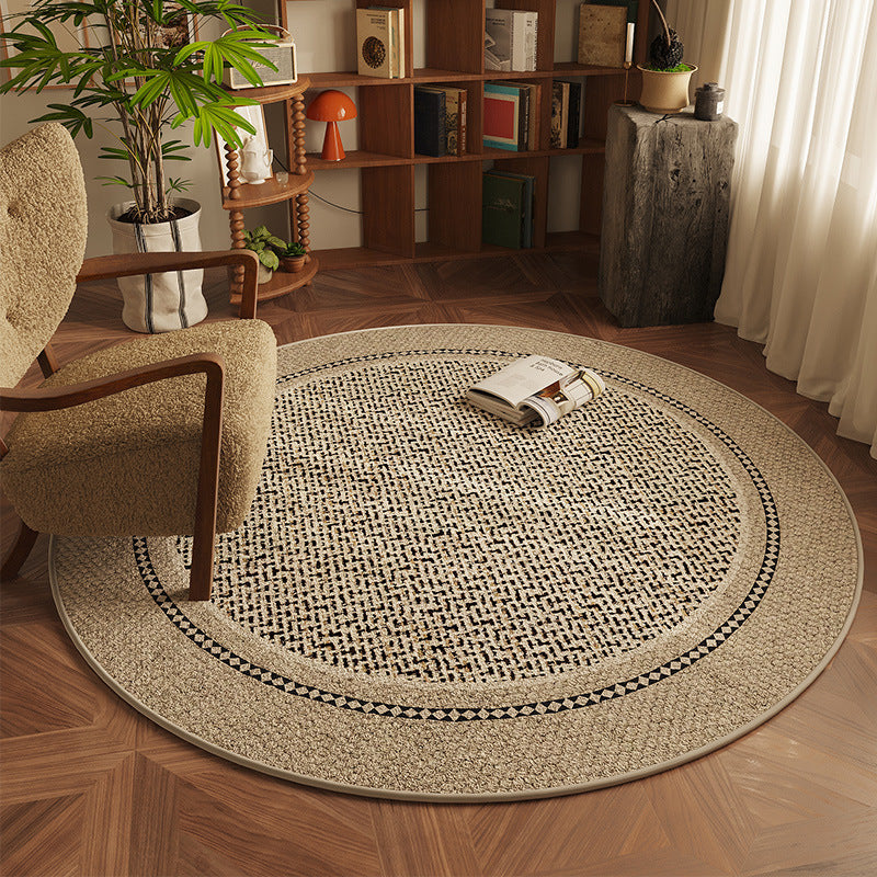 Round Beige Japandi Rug 0