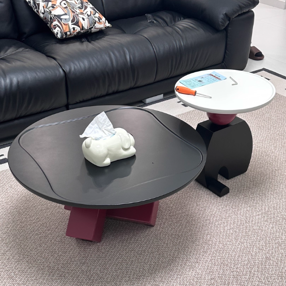 High-Gloss Geometric Pedestal Table 1