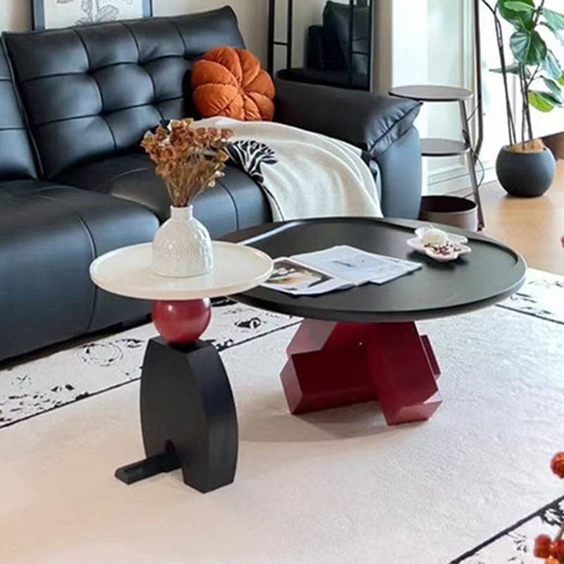 High-Gloss Geometric Pedestal Table 0
