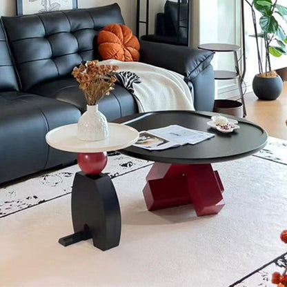 High-Gloss Geometric Pedestal Table 0