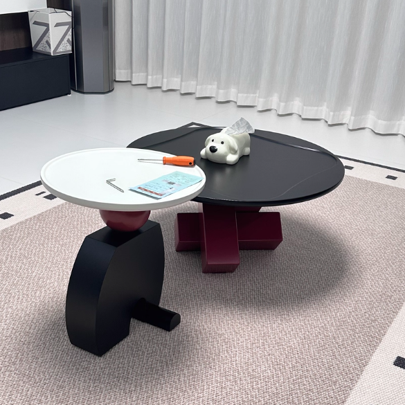 High-Gloss Geometric Pedestal Table 12