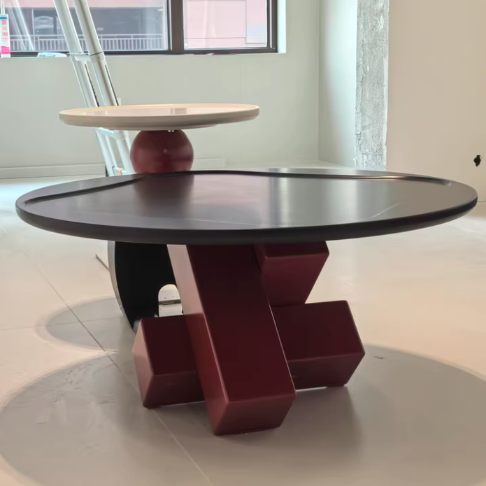 High-Gloss Geometric Pedestal Table 9