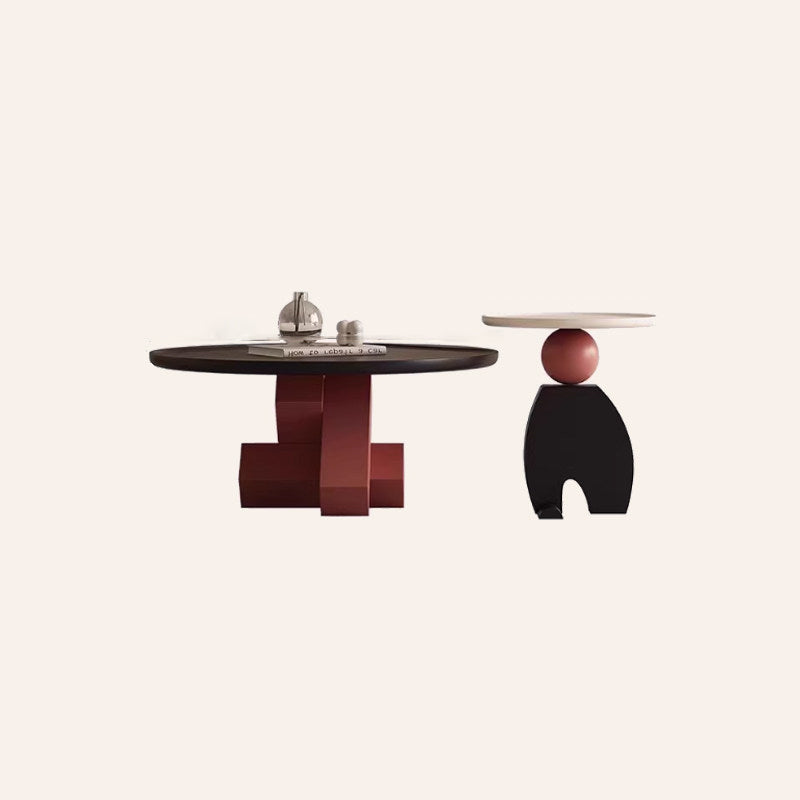 High-Gloss Geometric Pedestal Table 15