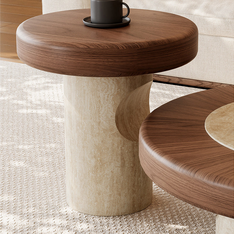 Stone-Texture Pedestal Round Table 7