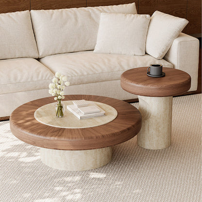 Stone-Texture Pedestal Round Table 0