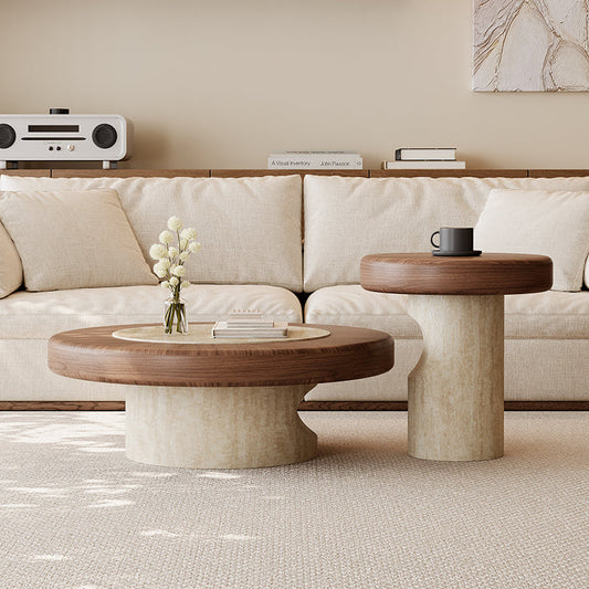 Stone-Texture Pedestal Round Table 1