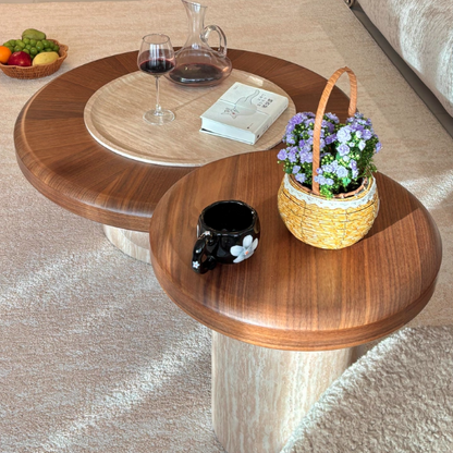 Stone-Texture Pedestal Round Table 13