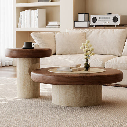 Stone-Texture Pedestal Round Table 15