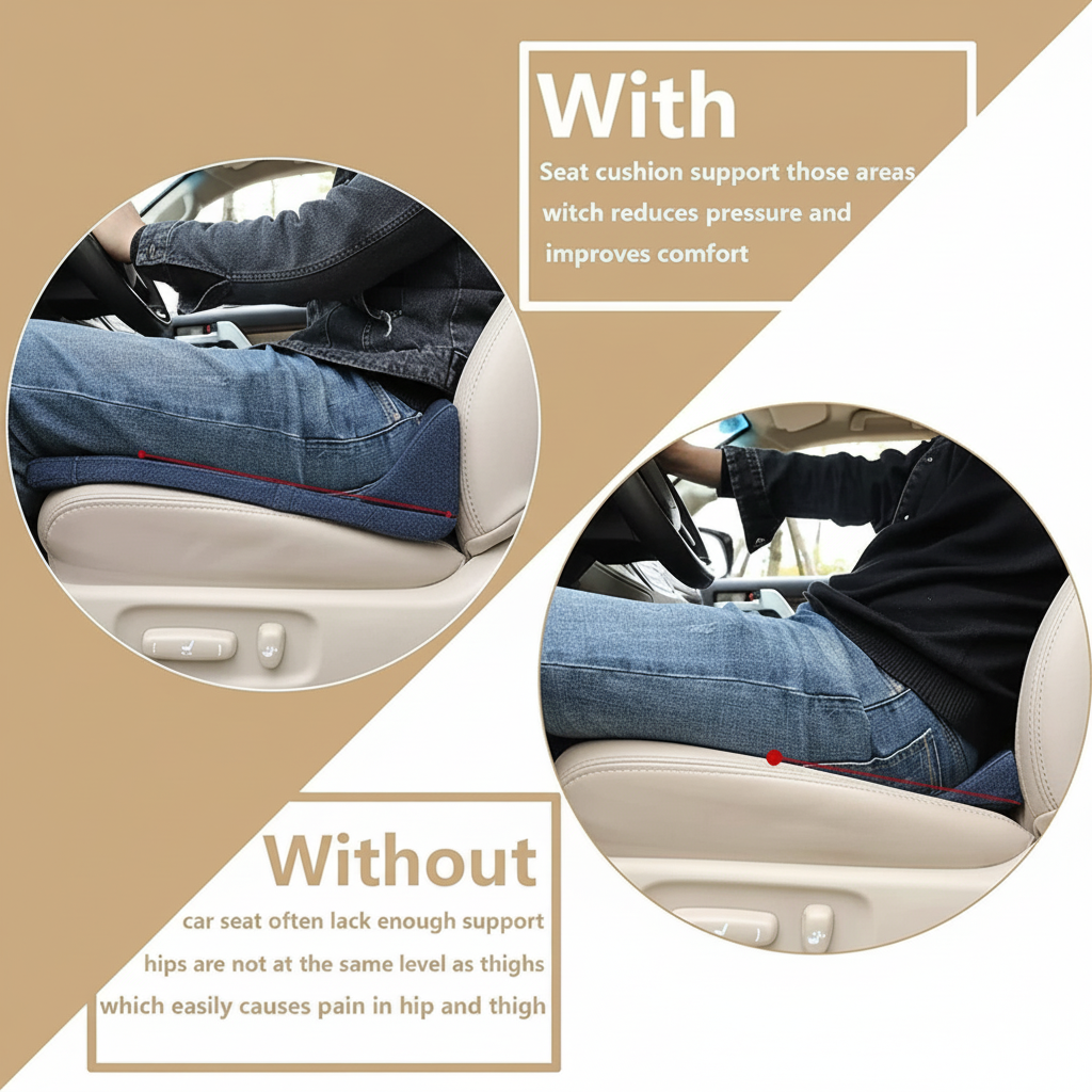 Car Seat Cushion for Driving, Adult Booster Seat with Posture Support – image 8