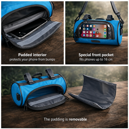 Bike Handlebar Bag with Phone Holder, Bike Accessories with Shoulder Strap