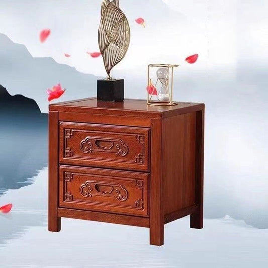 Carved Rubberwood Nightstand 0