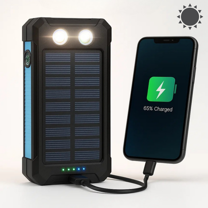 Portable Charger Solar Power Bank, 20000mAh Power Bank with Dual USB and LED Lights, Portable Phone Charger for Travel