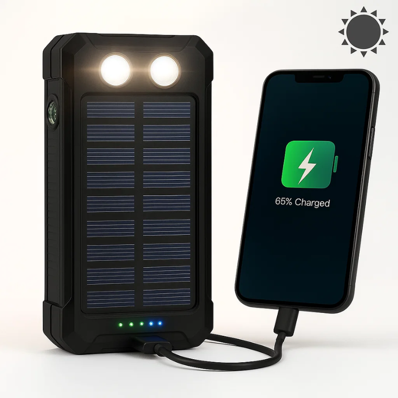Portable Charger Solar Power Bank, 20000mAh Power Bank with Dual USB and LED Lights – image 14