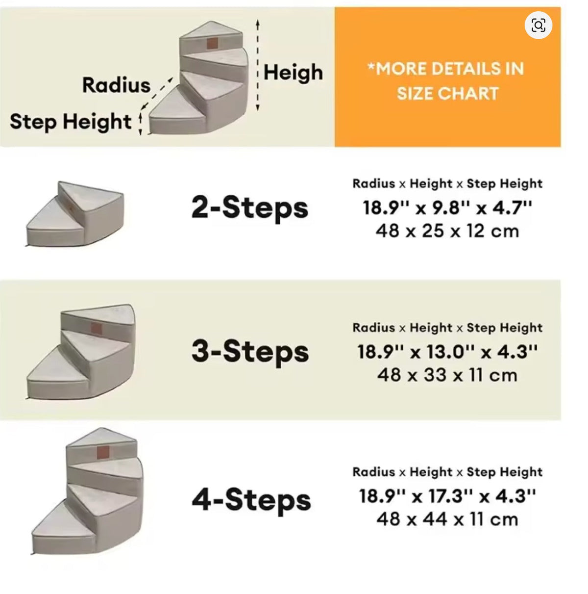 Dog Bed Steps, Non Slip Pet Stairs with Washable Cover – image 23