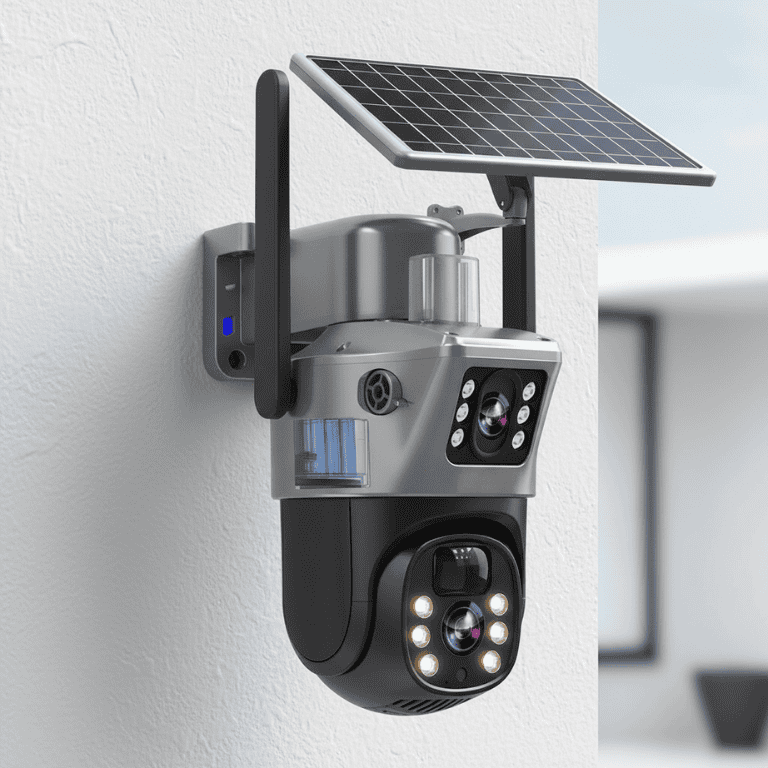 Solar Security Camera, 4K Wireless Outdoor Security Camera with Dual Lens and 10x Zoom
