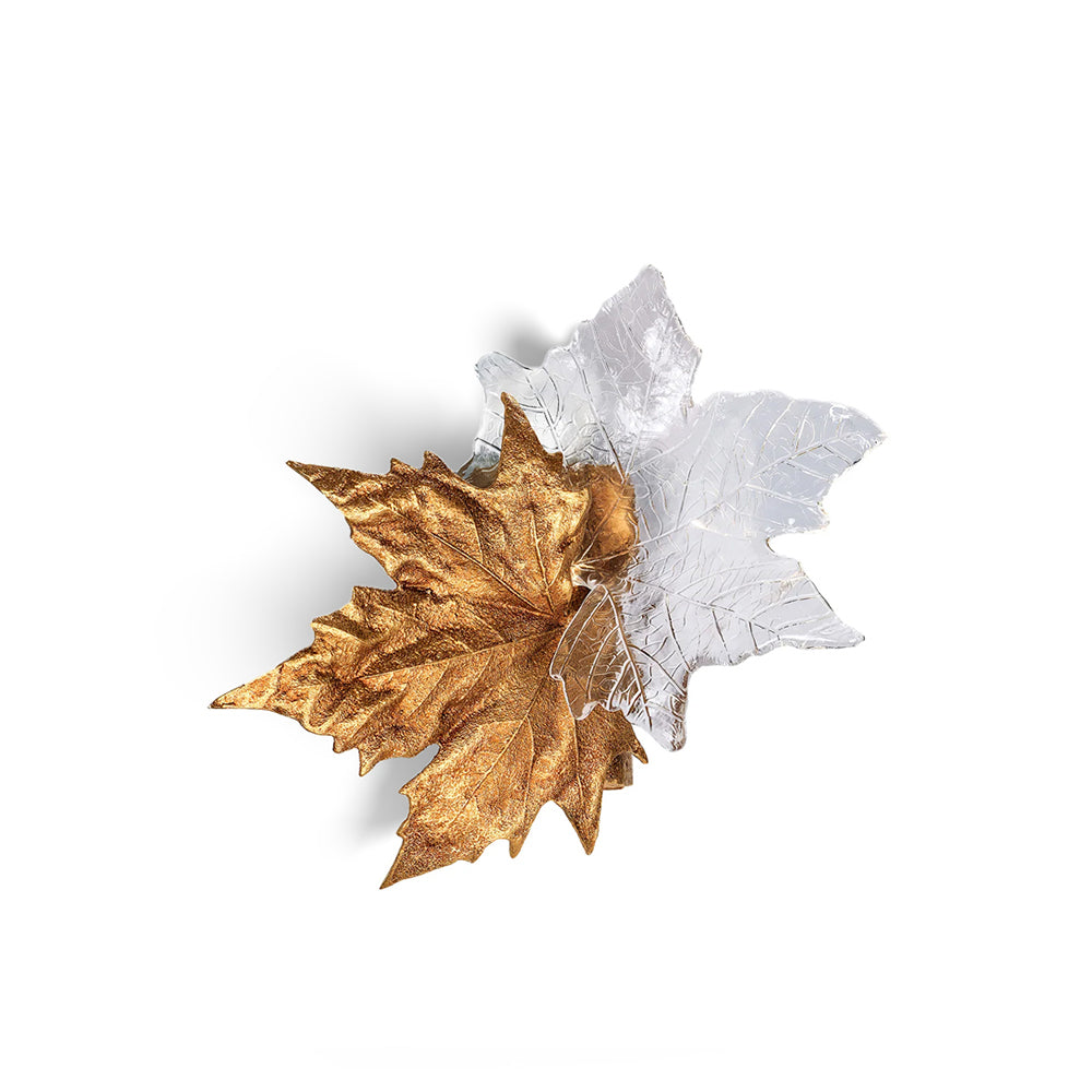 Brass Wall Sconce with Glass Leaves, Modern Wall Sconce Lighting for Living Room and Dining Room, Indoor Wall Light