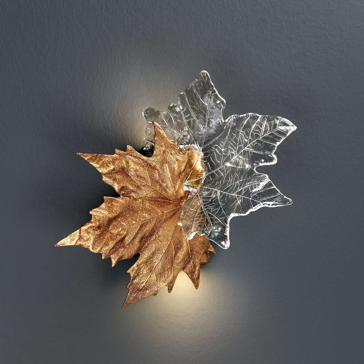 Brass Wall Sconce with Glass Leaves, Indoor Wall Light – image 11