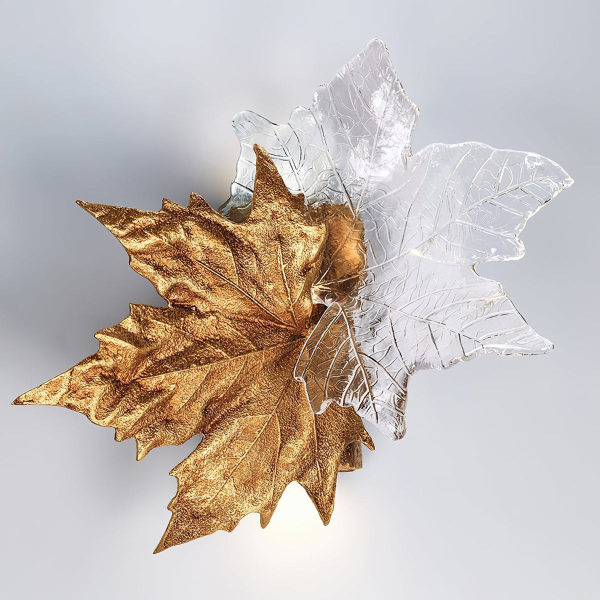 Brass Wall Sconce with Glass Leaves, Modern Wall Sconce Lighting for Living Room and Dining Room – image 7