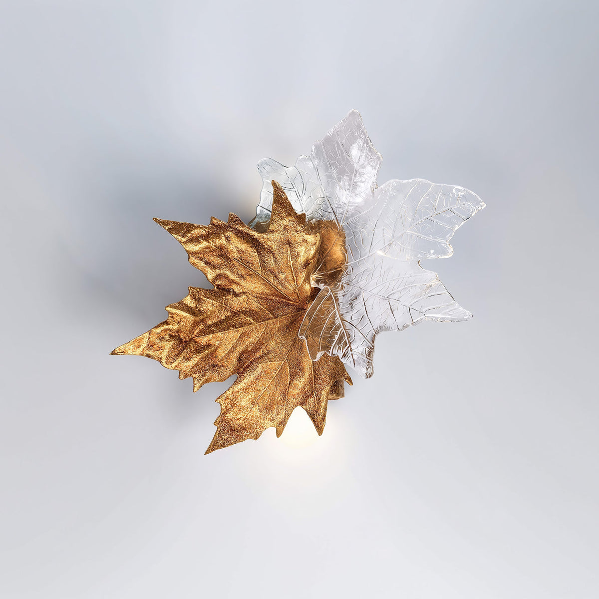 Brass Wall Sconce with Glass Leaves, Modern Wall Sconce Lighting for Living Room and Dining Room – image 10