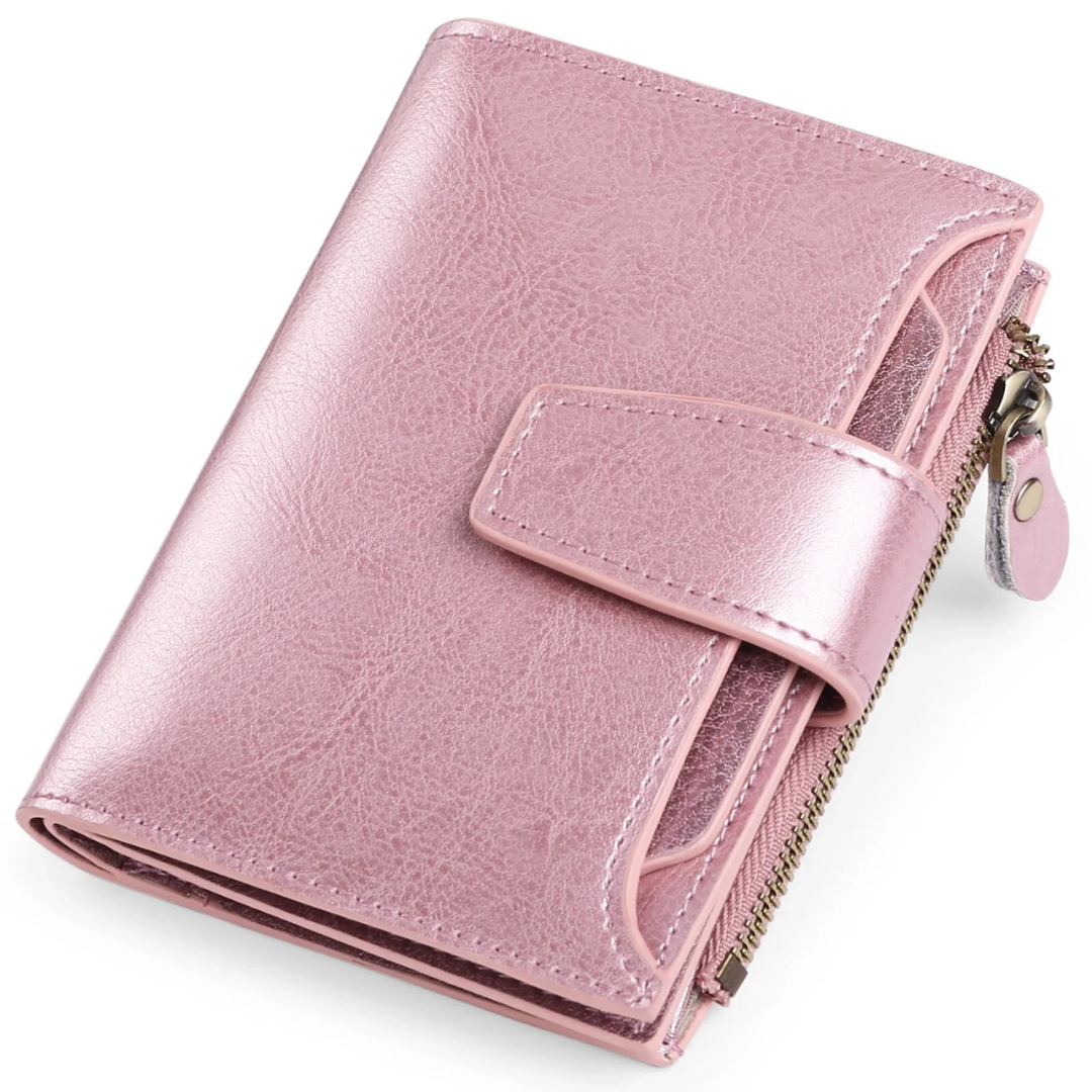 Genuine Leather Wallet with RFID Protection, Compact Card Holder Wallet