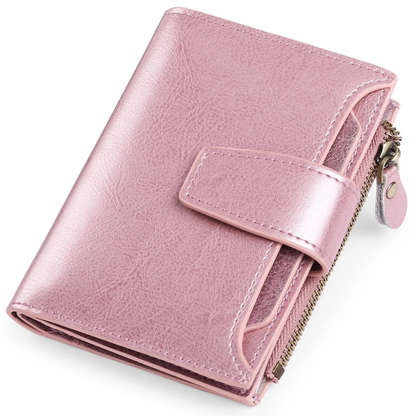 Genuine Leather Wallet with RFID Protection, Compact Card Holder Wallet