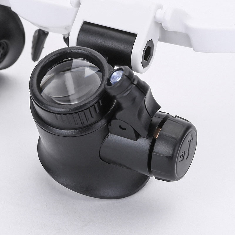 Magnifier Glasses with Light, Head Mounted Magnifier with 8x 15x 23x Magnification