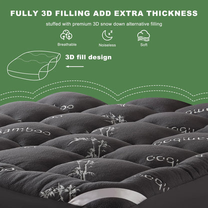 Quilted Cooling Mattress Topper for Twin to King Bed – image 4