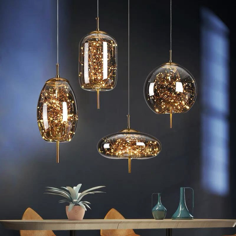 LED Ceiling Lights with Glass Shade, Modern Pendant Light with Adjustable Cord – image 16