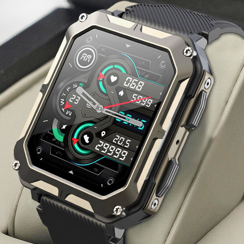 Rugged Smart Watch for Men, Fitness Tracker with Heart Rate and Step Counter