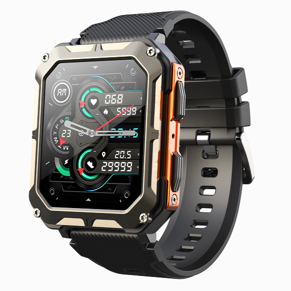 Rugged Smart Watch for Men, Fitness Tracker with Heart Rate and Step Counter, Mens Fitness Watch for Android and iOS