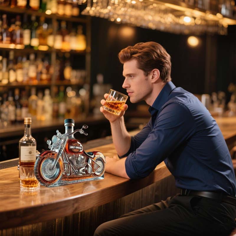 Motorcycle Style Whiskey Decanter, Barware and Bar Accessories Gift for Bikers