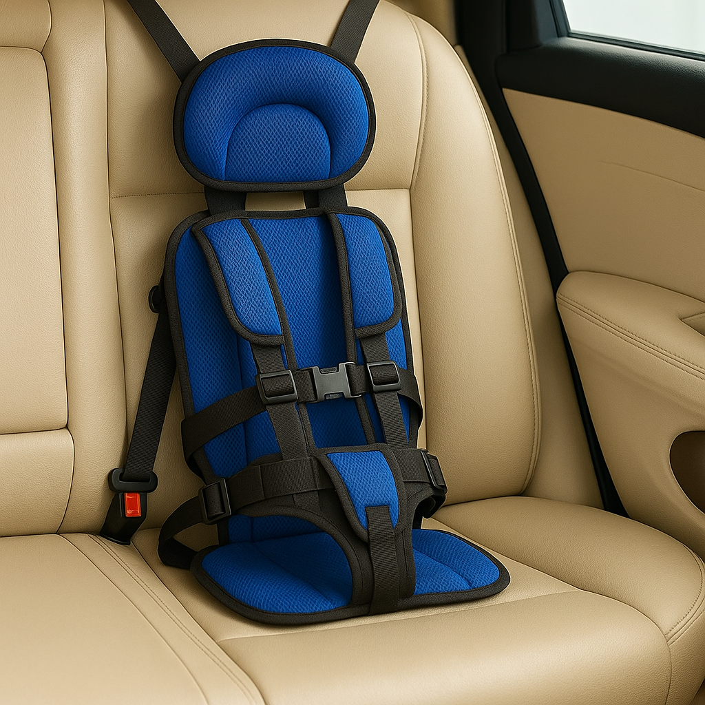 Portable Booster Seat for Car, Travel Booster Seat for Children with Supportive Strap and Removable Washable Cover