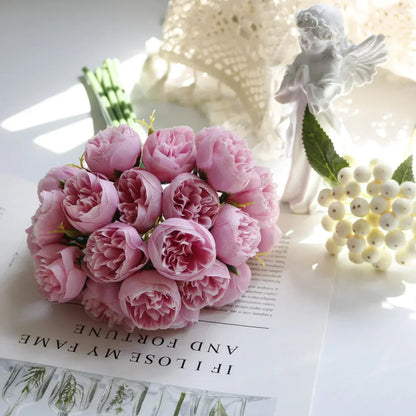 Artificial Peony Flowers, Peony Bouquet with 27 Heads